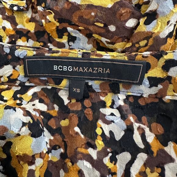 BCBGMaxazria 100% Silk Bouse WMN 0 MultiColor #SYC1G866 Button-Up Vneck Abstract - Picture 5 of 7